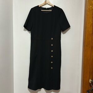Maggy London Black Midi Dress with Button Accents